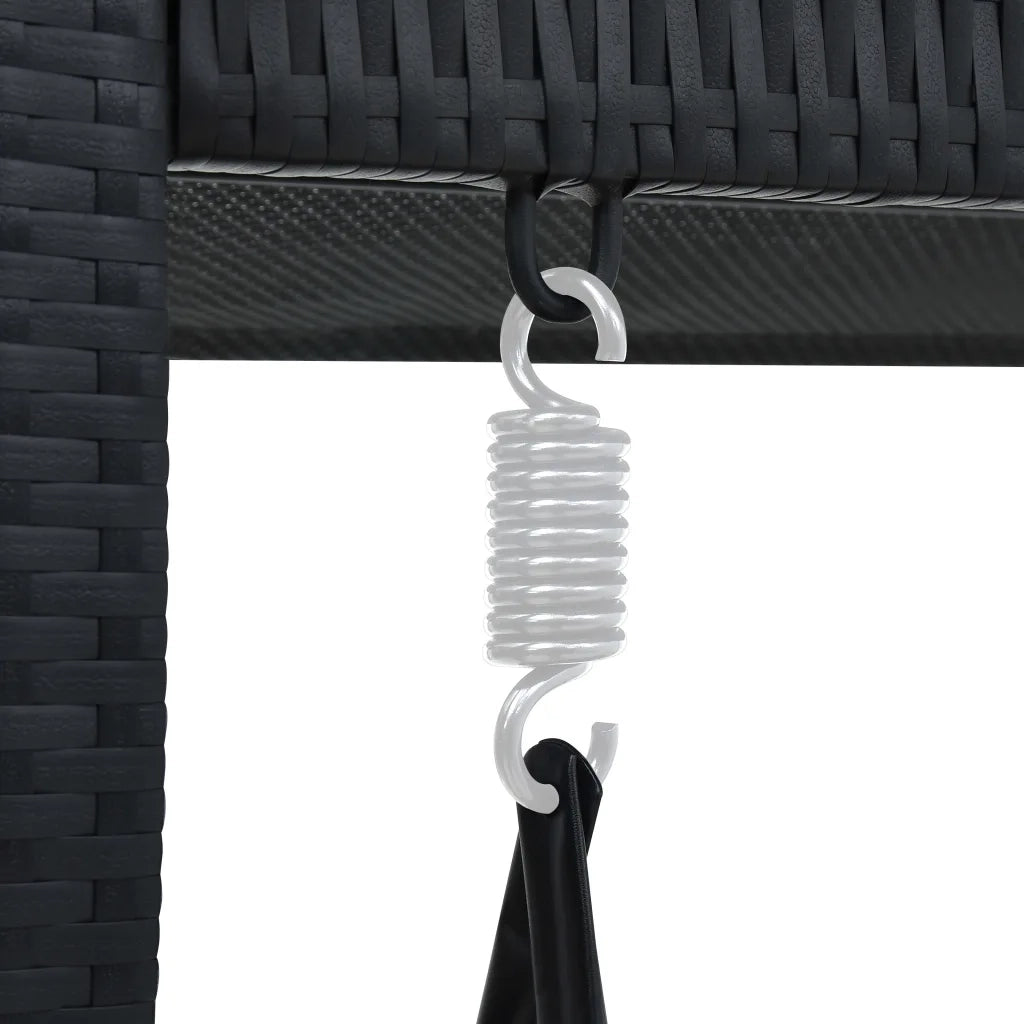 Dondolo da Giardino 3 Posti con Baldacchino in Polyrattan Nero 49228