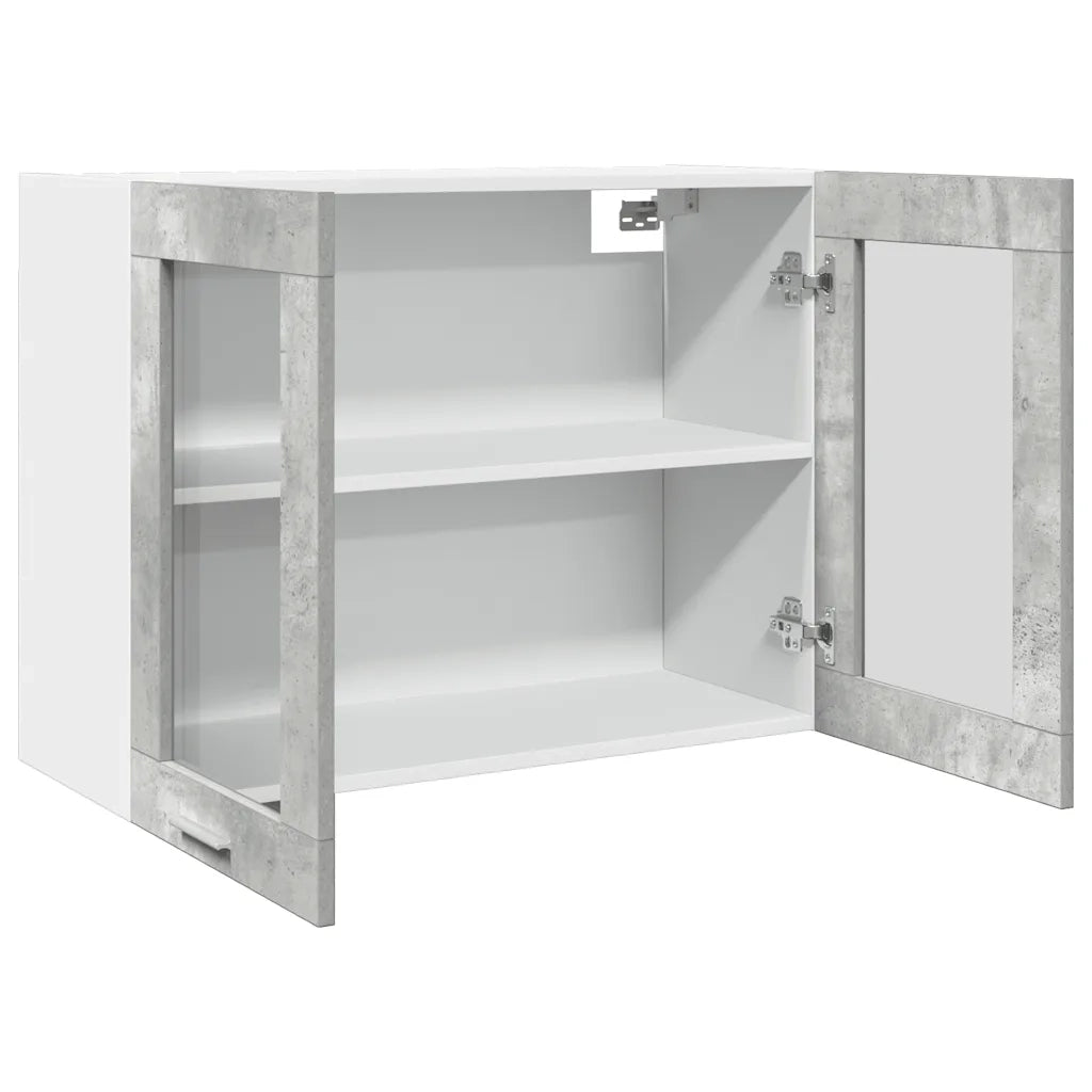 vidaXL Mobile Pensile con Vetro “Lyon” Grigio Cemento 80x31x60 cm