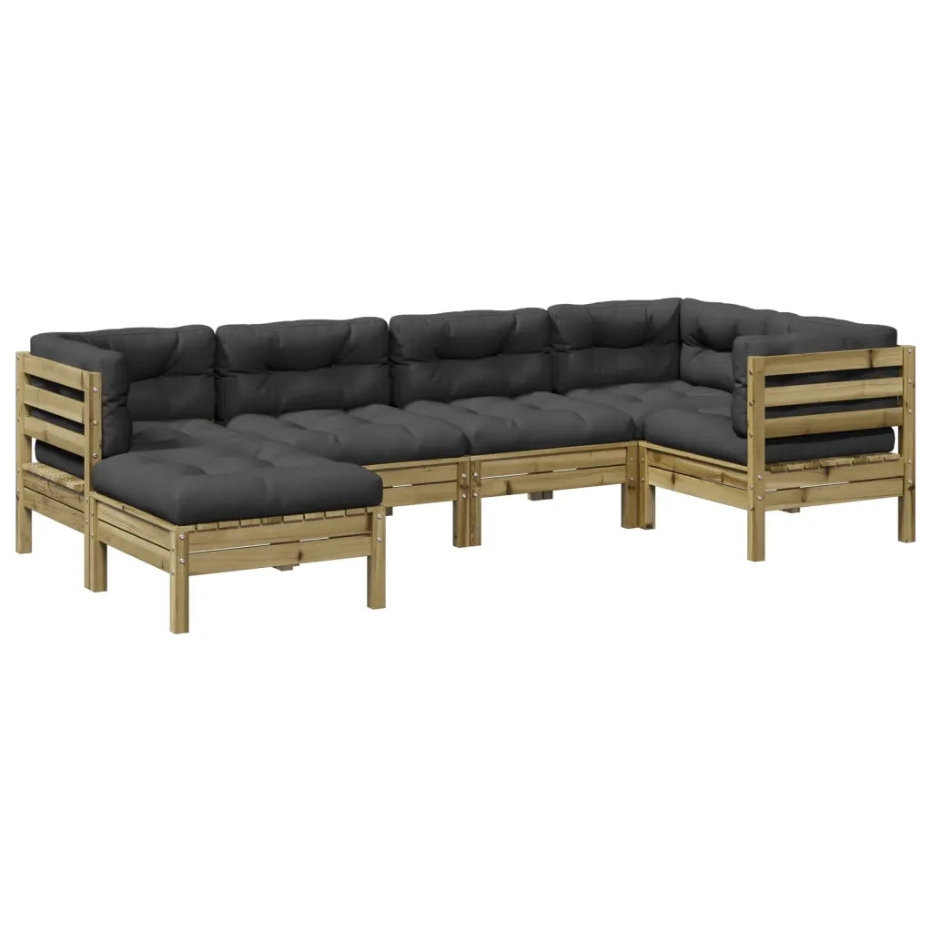 Set Divani da Giardino 6pz con Cuscini Legno Impregnato di Pino 3299529