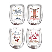 MAURY'S SET 4 BICCHIERI NATALE IN VETRO DOUBLE WALL IN DECORO ASSORTITO CAPIENZA 300 ML L'UNO