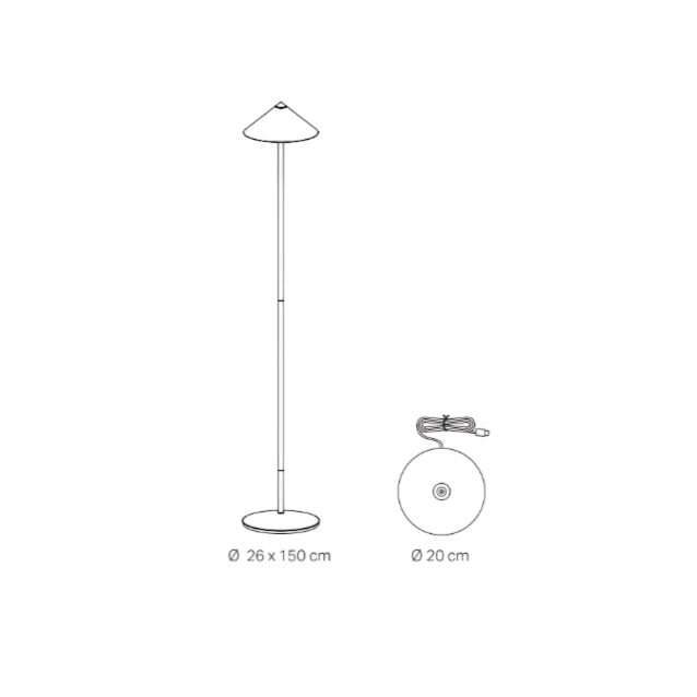 Zafferano Lampada da Terra Led Ricaricabile Pina XXL - 6W, IP65, Dimmer Touch, Testa Magnetica, Design Moderno per Interni ed Esterni - Titanio