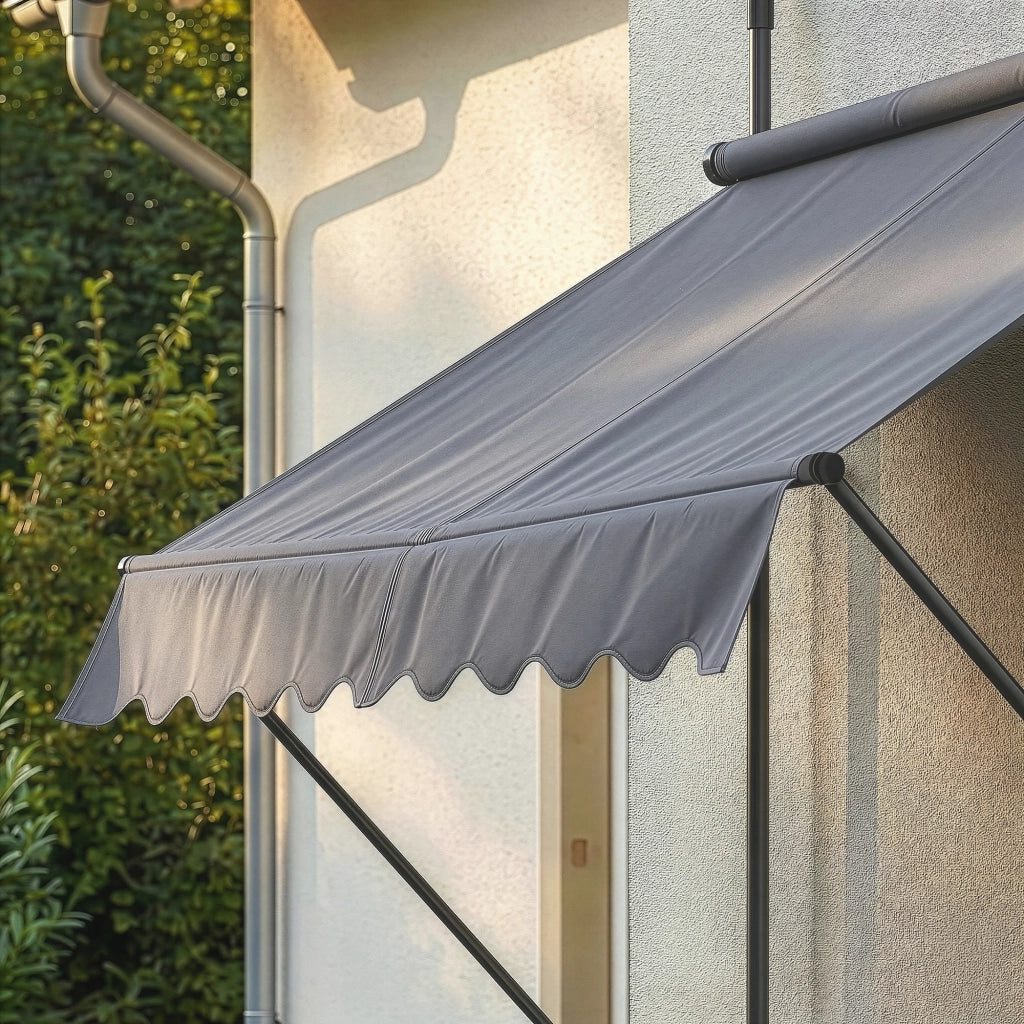 Tenda da Sole a Muro con Pali di Supporto Telescopici Parasole 150 x 120 cm (LxP) Grigio Medio pro.tec