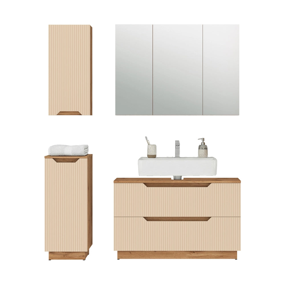 Vicco Set di mobili da bagno Rovere/cashmere a righe 4 parti