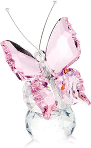 Ornamento vetrato a forma di farfalla in vetro - 1 pezzo - rosa
