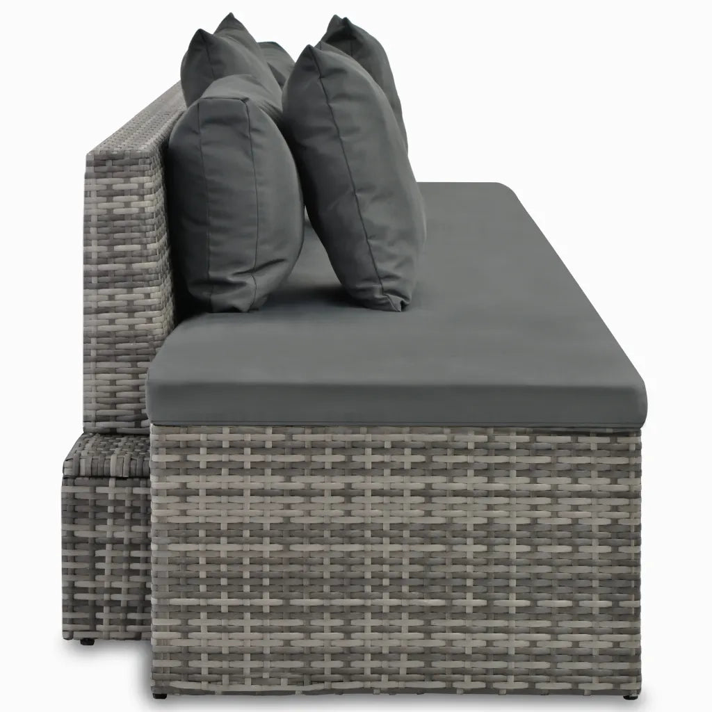 Set Divani da Giardino 4 pz con Cuscini in Polyrattan Grigio 44724