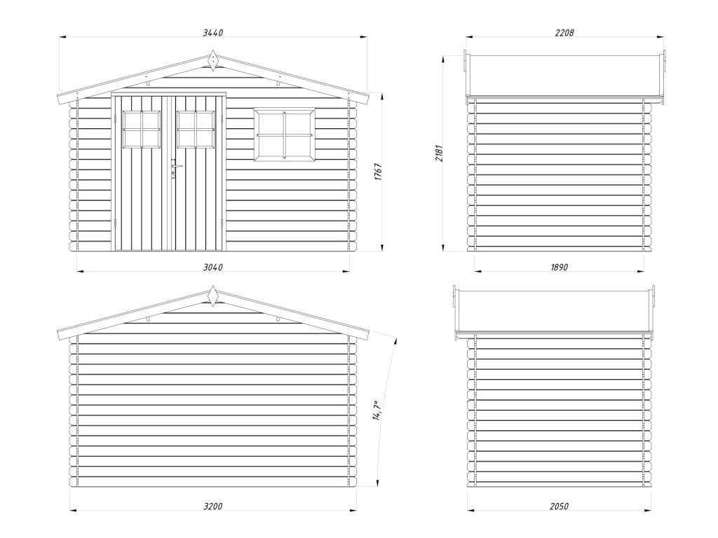 Casetta in legno non trattato Latina 320x205 cm