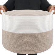 Wasmacchina pieghevole - Grande vasca per abiti e lenzuola - Cesta per asciugamani L 68 cm - Vasca per asciugamani decorativa con maniglie robuste - Cesta per giocattoli per camera dei bambini - Bianco e marrone