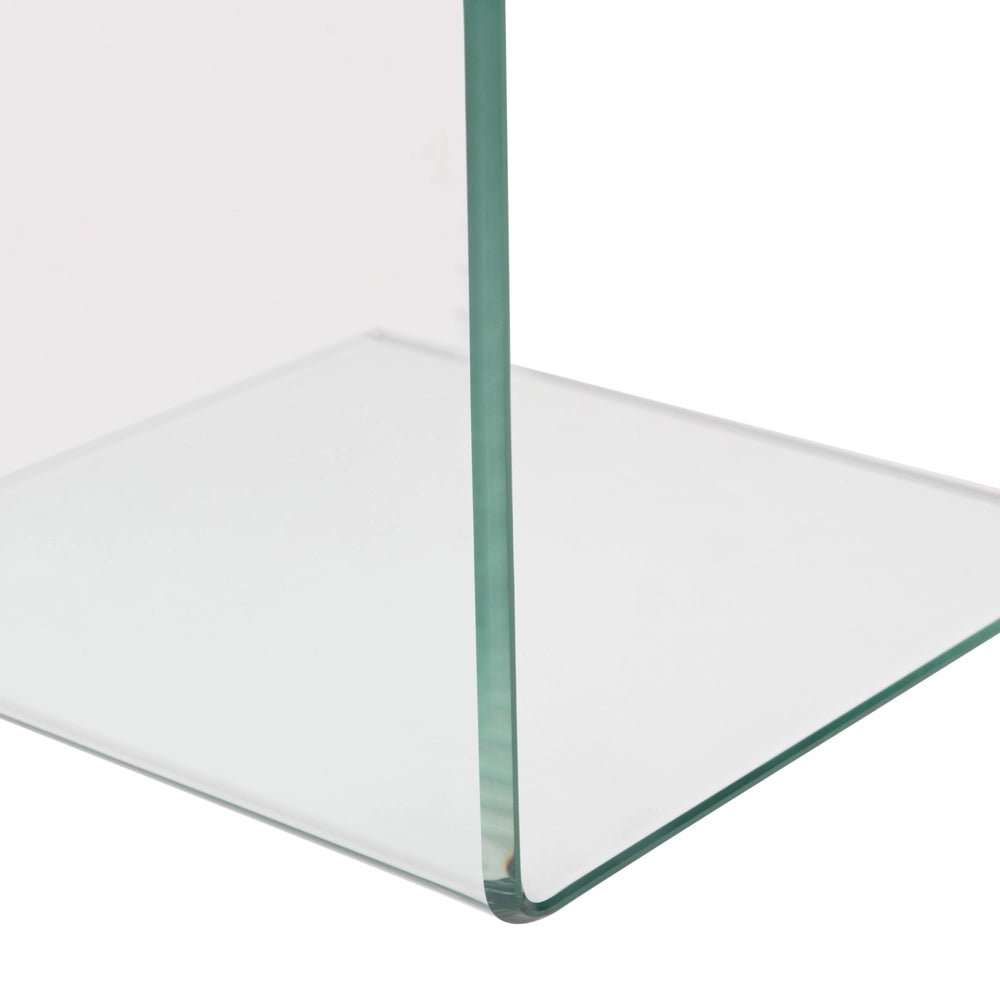 Tavolino laterale in vetro trasparente 40 x 40 cm a sbalzo in stile minimalista soggiorno cucina