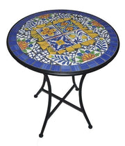 Tavolo da Esterno Blu Makari Ø 60 cm – Ferro Trattato e Ceramica a Mosaico