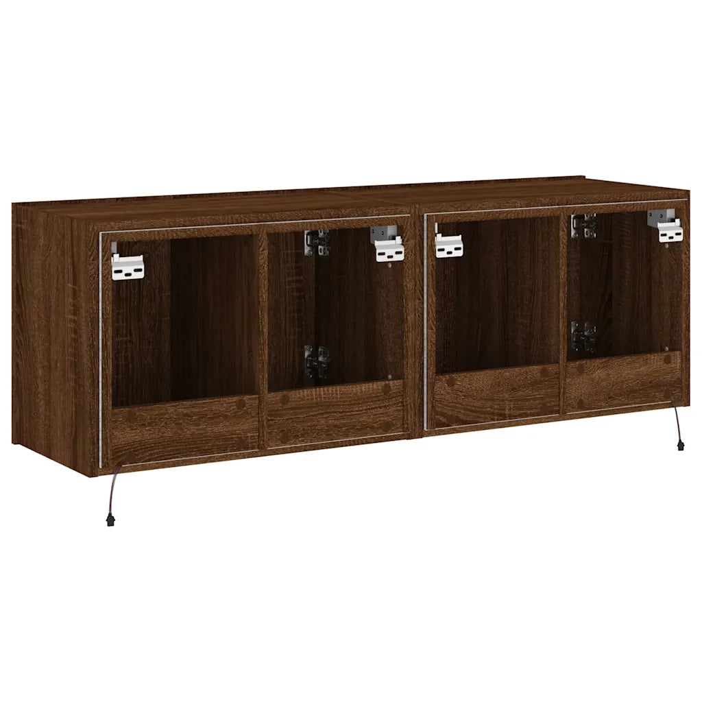 Mobili TV a Parete con Luci LED 2pz Rovere Marrone 60x35x41 cm 837315