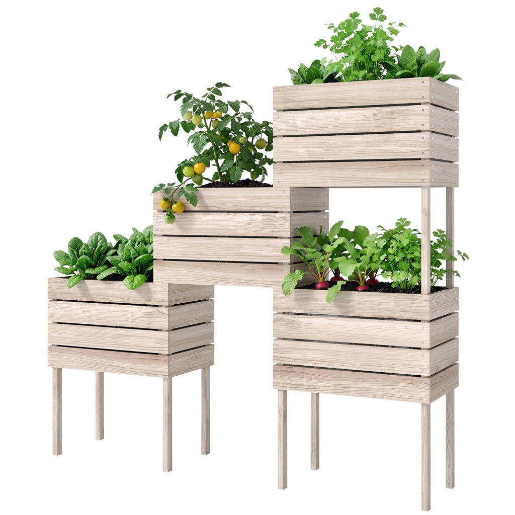 Fioriera da Giardino in Legno Massello ¨C Zephmum ¨C Naturale 50x30x60