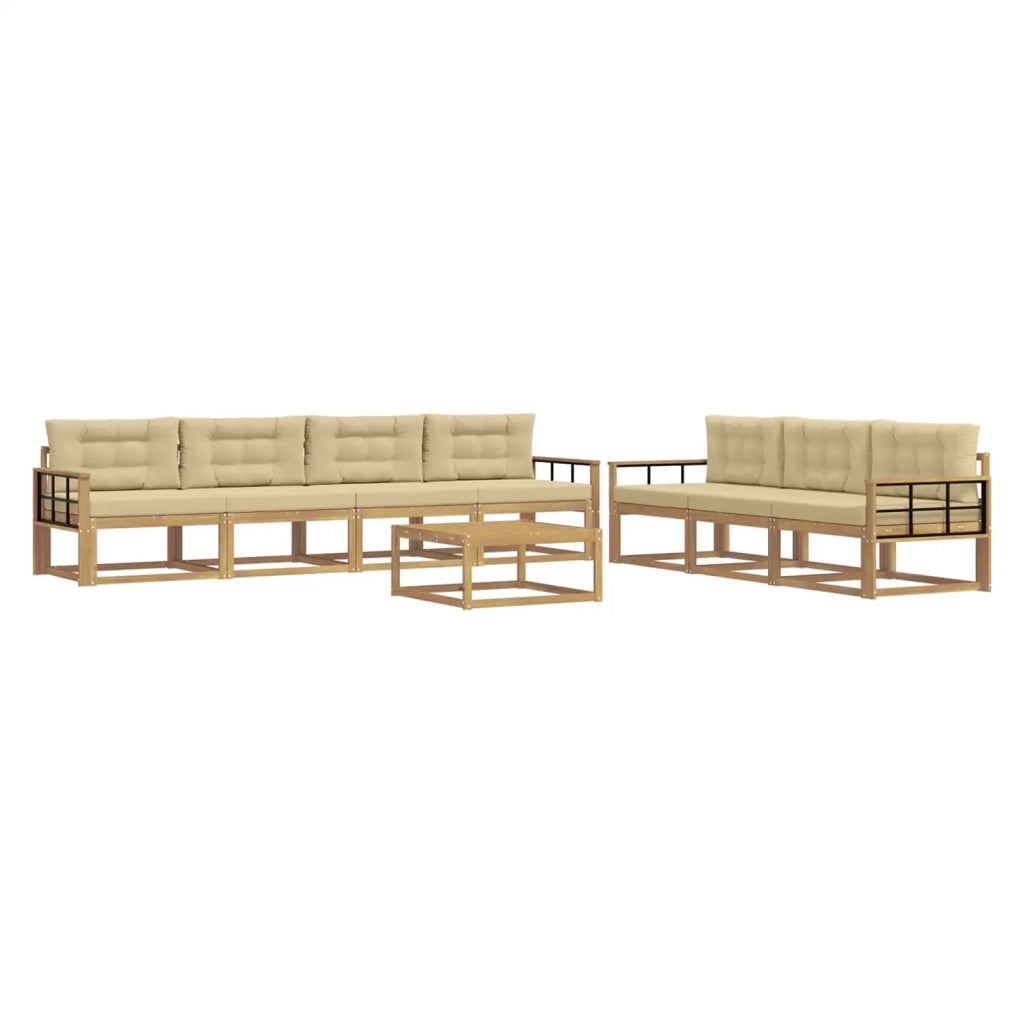 Set di divani da esterno con cuscino 7 pcs Bianco e Beige 3386177