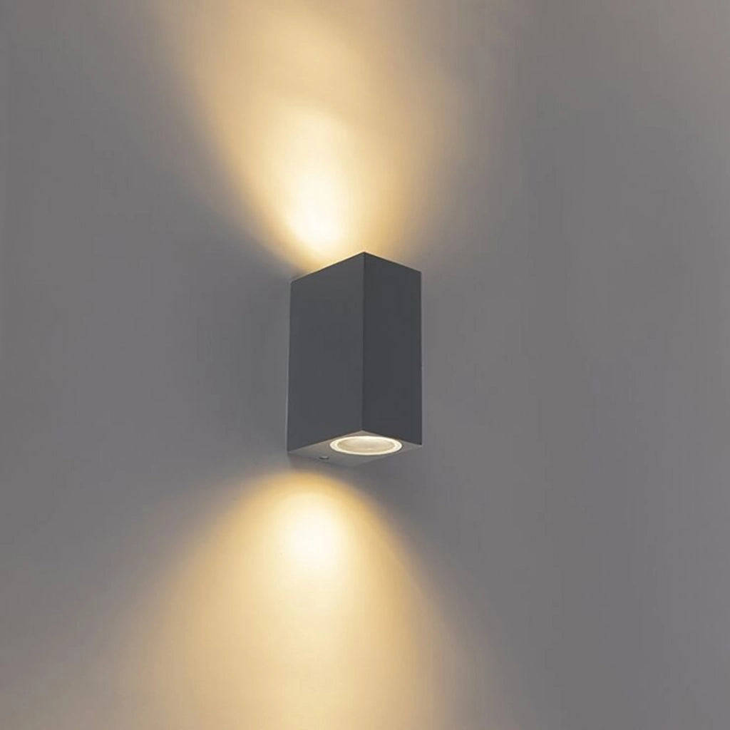 Applique LED nero rettangolare doppio GU10 lampada doppia emissione luce parete giardino ingresso IP65 COLORE NERO