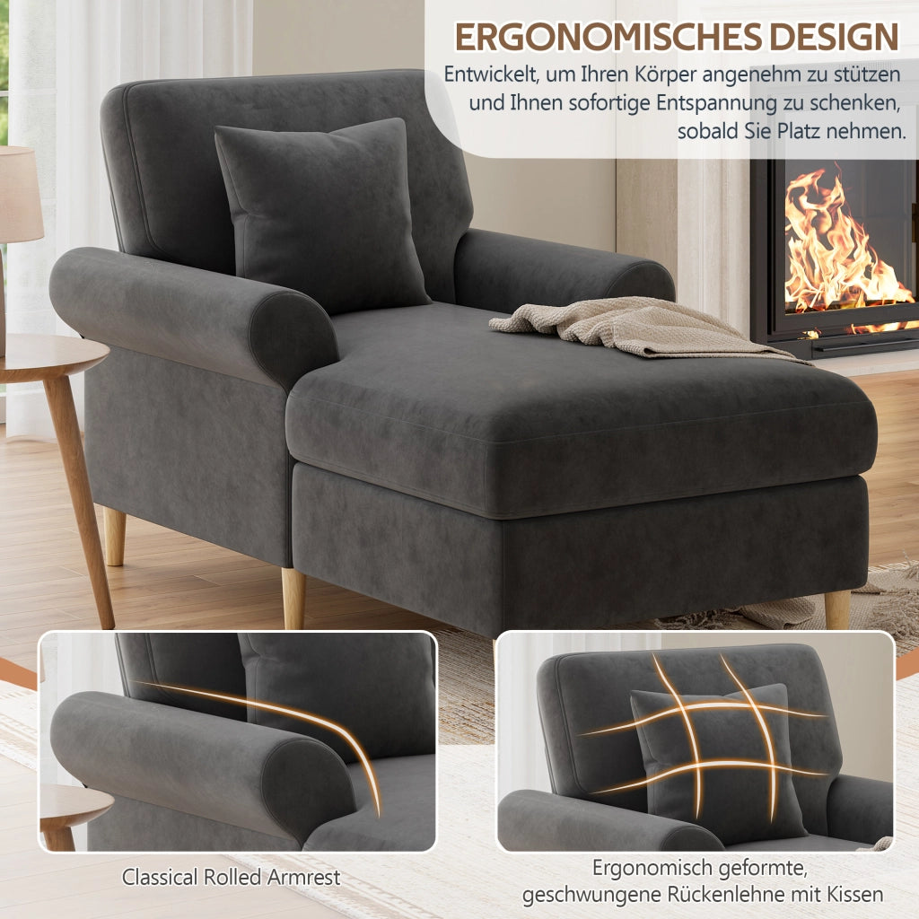 POLTRONA Relax reclinabile 133x87x90 cm Velluto Grigio