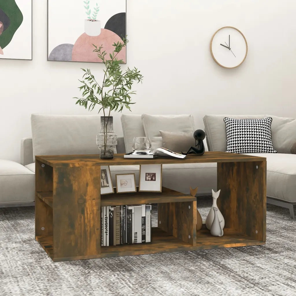 Tavolino da Salotto-Tavolino da soggiorno-Tavolo Rovere Fumo 100x50x40 cm Legno Multistrato 849813