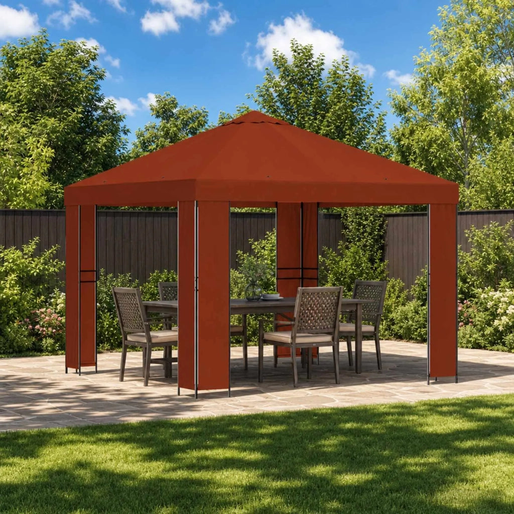 Gazebo | Pergolato 3 x 3 m Terracotta Poliestere e Acciaio 190 gsm