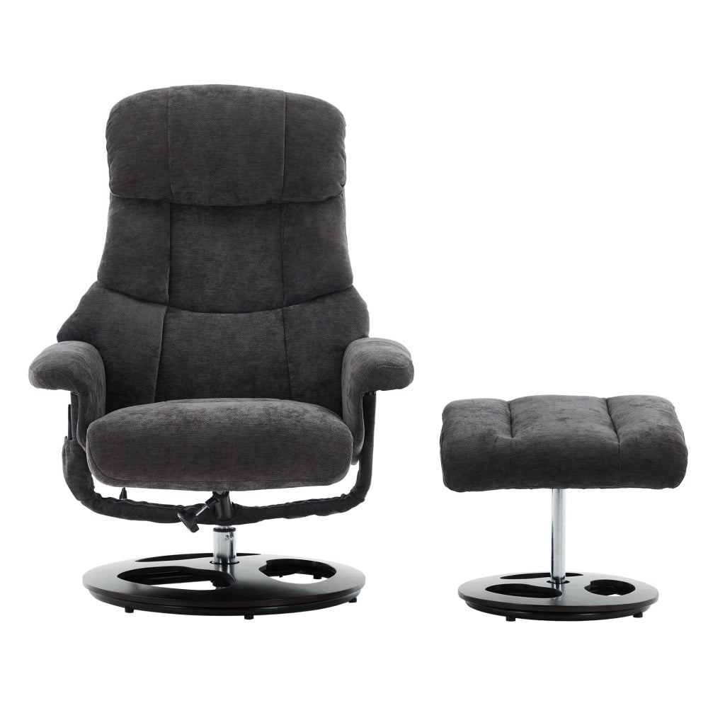 Poltrona Relax Reclinabile Massaggiante con Poggiapiedi ¨C MINIMAL ¨C Girevole 360¡ã, Tessuto Chenille Scuro