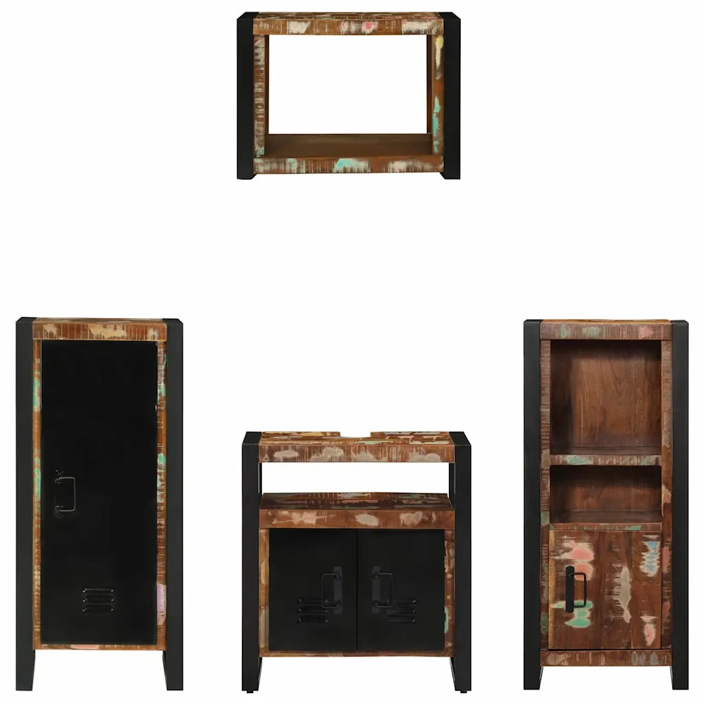 vidaXL Set di mobili per il bagno 4 pcs Legno massello riciclato