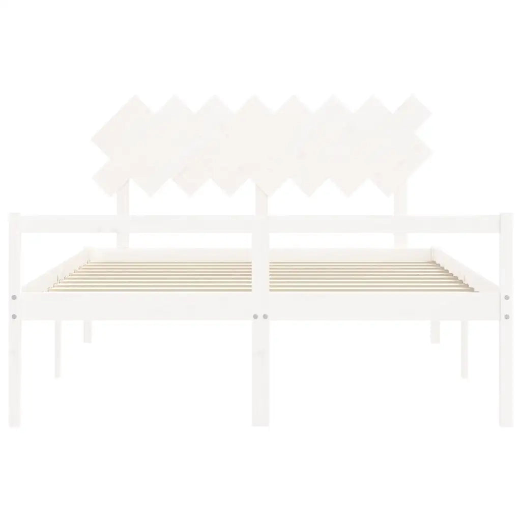 vidaXL Letto per Anziani con Testiera Bianco 160x200 cm Legno Massello
