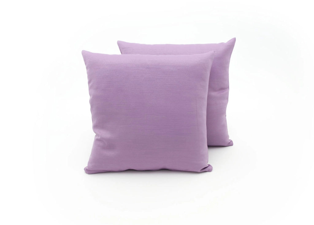 Coppia Cuscini Arredo Imbottiti Tessuto Ottoman In Tinta Unita Colore Lilla 37 - 60x60 - Lilla 37