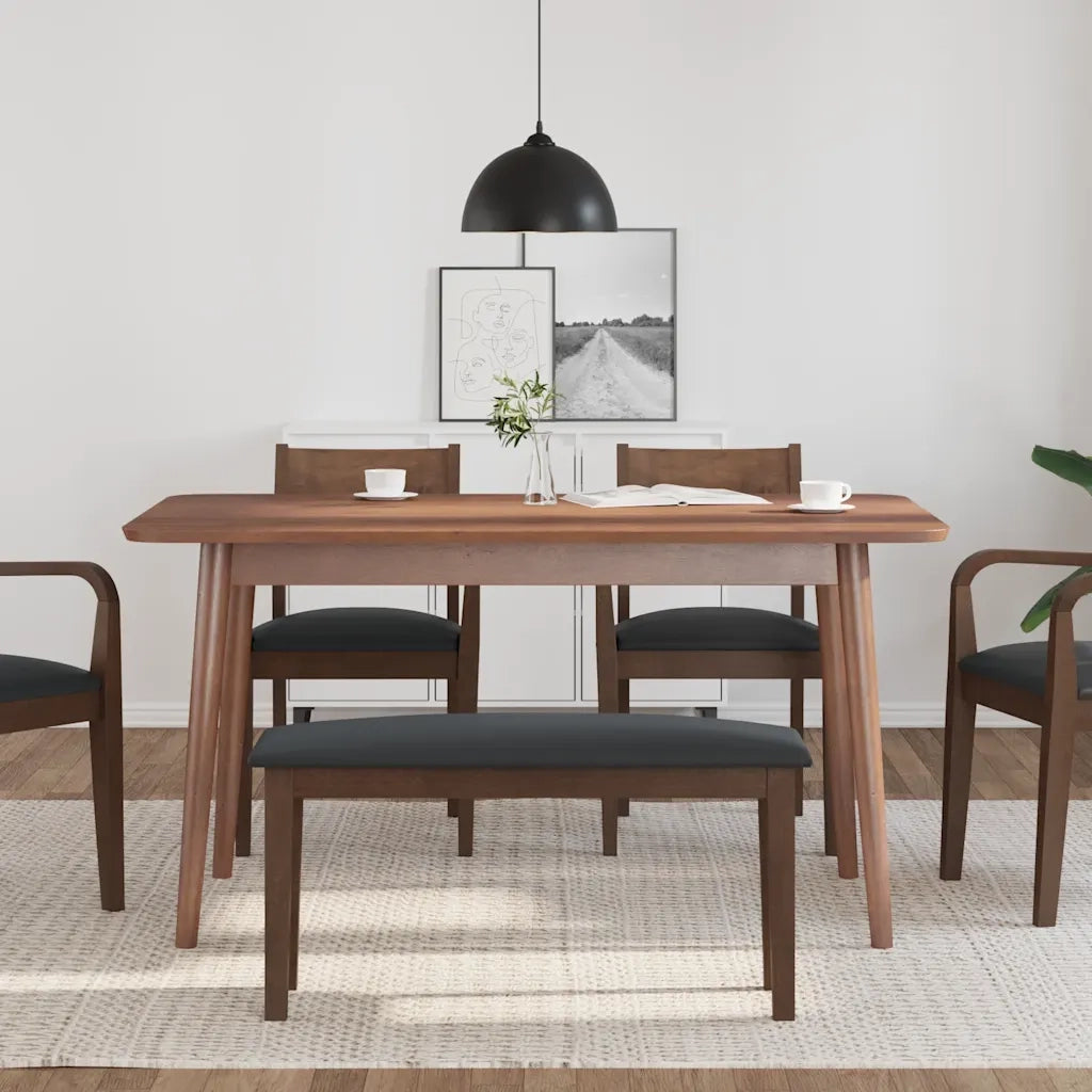 Panca-Sgabello 90 cm Marrone in Legno Massello di Hevea 732378