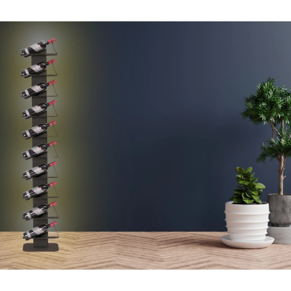 ALUBOX VIRGO Porta Vino Da Terra A Colonna Autoportante Illuminata 167X30X30 Cm Portabottiglie Vino Da Terra In Alluminio Con Mensole A C In Lamiera Zincata Capacità 10-20 Bottiglie