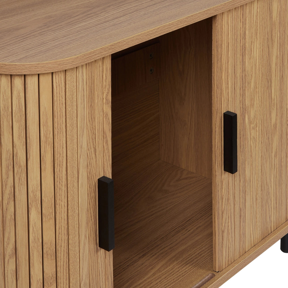 Credenza retrò ad ante scorrevoli MDF Gambe in metallo Legno chiaro camera da letto soggiorno