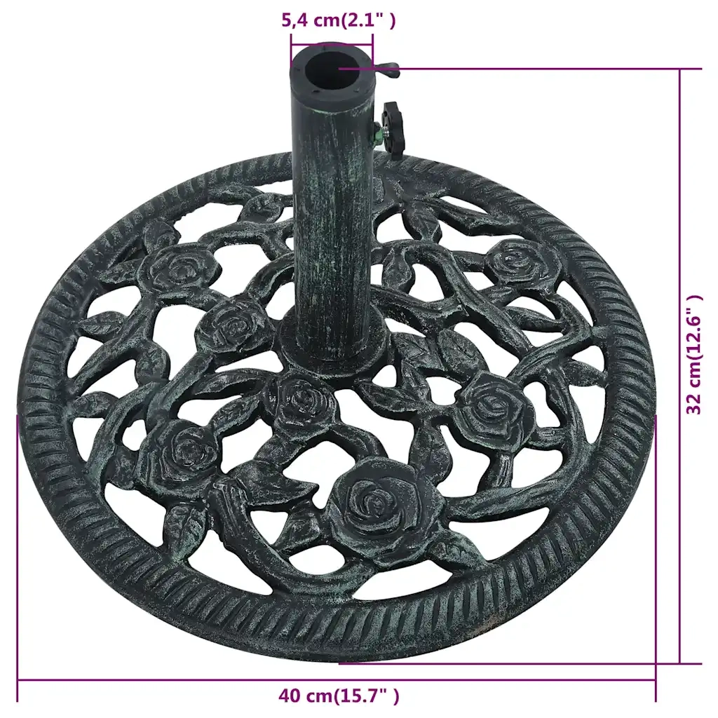 Base Ombrellone-Supporto per ombrellone Verde 9 kg 40 cm in Ghisa