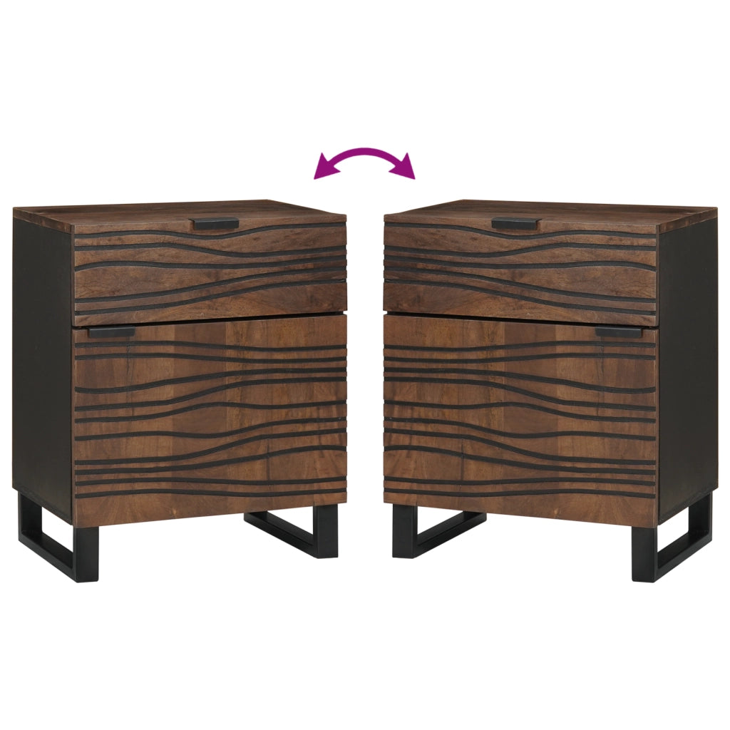 Comodino 50x33x60 cm Legno Massello Noce