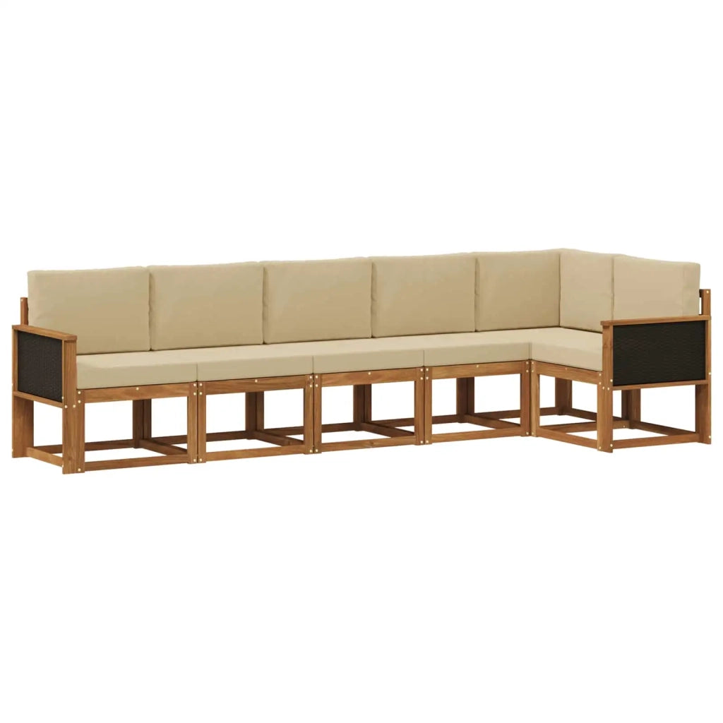 Set di divani da esterno 6 pz Naturale e Beige Poliestere 3385244