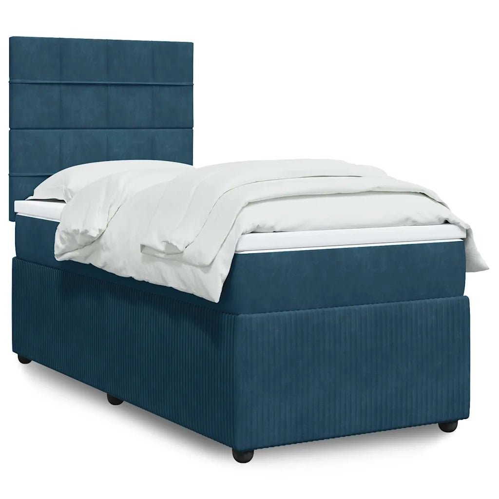 Giroletto a Molle con Materasso Blu Scuro 90x190 cm in Velluto