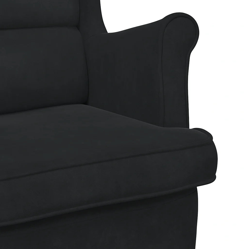 Sedia a dondolo con schienale alto in velluto nero CFW9275492