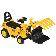 EasyComfort Escavatore per Bambini 2-4 Anni con Pinza, Pulsante per Suoni e Spazio Portaoggetti, 83x27x39 cm, Giallo e Nero