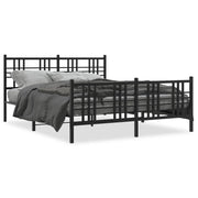Letto matrimoniale | Letto per adulti | Giroletto con Testiera e Pediera Metallo Nero 150x200 cm