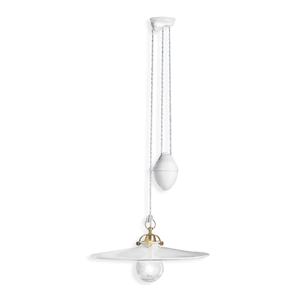 Lampadario Classico Asti Ferro E Ceramica Ottone Satinato Decorato 1 Luce E27