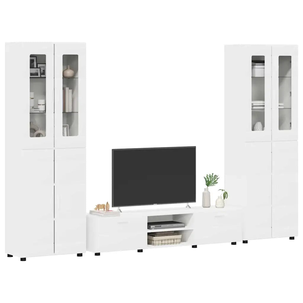 Set mobile TV con porta FLORIN 3 pcs Bianco Legno multistrato