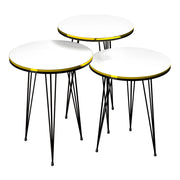Set di 3 tavolini rotondi impilabili nero e bianco 03_0008401