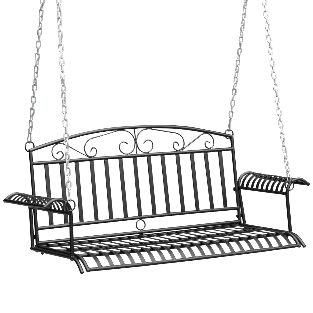 Panchina 2 Posti Sospesa per Giardino in Metallo ¨C zephmum ¨C 137x58x52 cm Nero