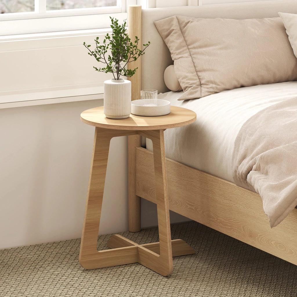 Tavolino da caff¨¨ rotondo in legno naturale ¨C zephmum ¨C 45x45x45