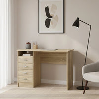 Scrivania con quattro Appollo, colore rovere, cm 110 x 76 x 48