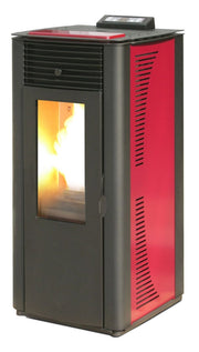 King stufa a pellet king 14 idro, bordeaux, 14 kw-n, termostufa con rivestimento in acciaio e top in maiolica