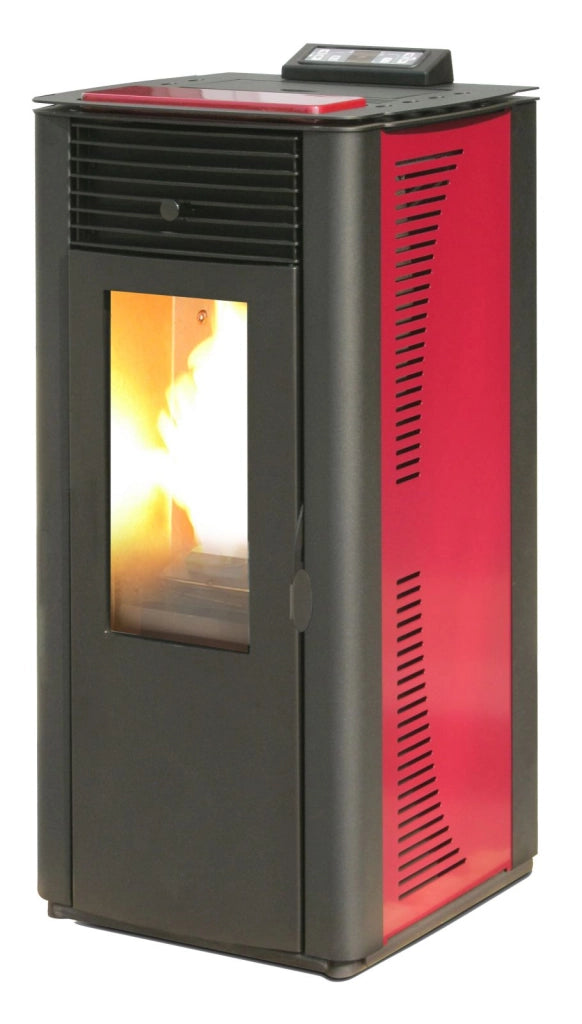 King stufa a pellet king 14 idro, bordeaux, 14 kw-n, termostufa con rivestimento in acciaio e top in maiolica