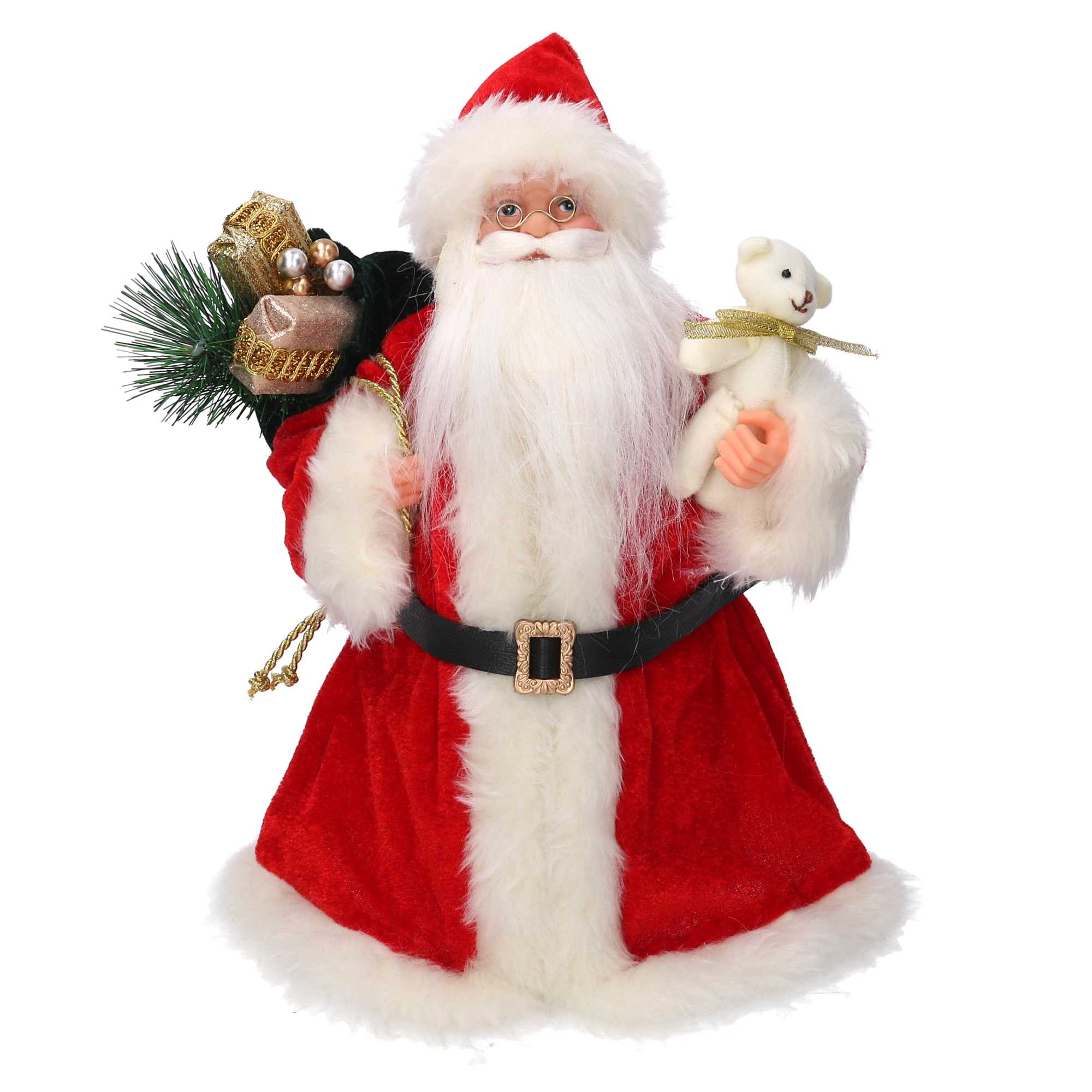 Puntale tessuto Babbo Natale rosso cm Ø22xh30