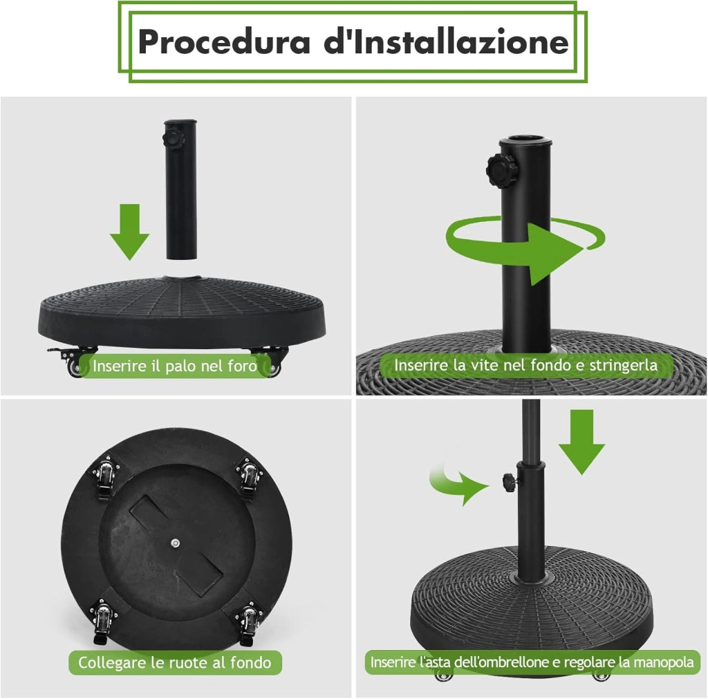 Base per Ombrellone in Resina da 46 cm, Base per Ombrellone Rotondo da 10 kg per Esterni, per Giardino, Spiaggia Piscina (Bronzo (modello5))