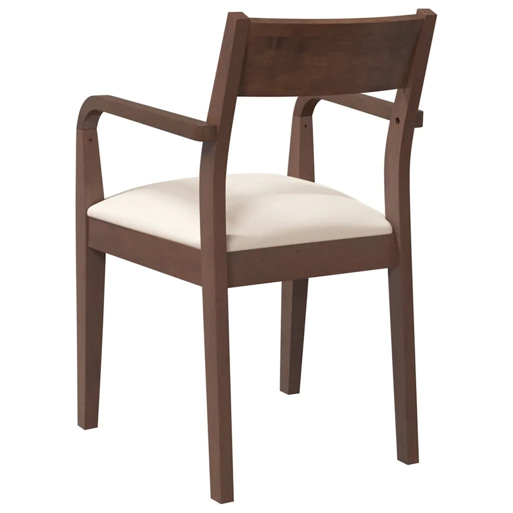 Sedie da Pranzo con Cuscini 2pz Marrone Legno Massello di Hevea