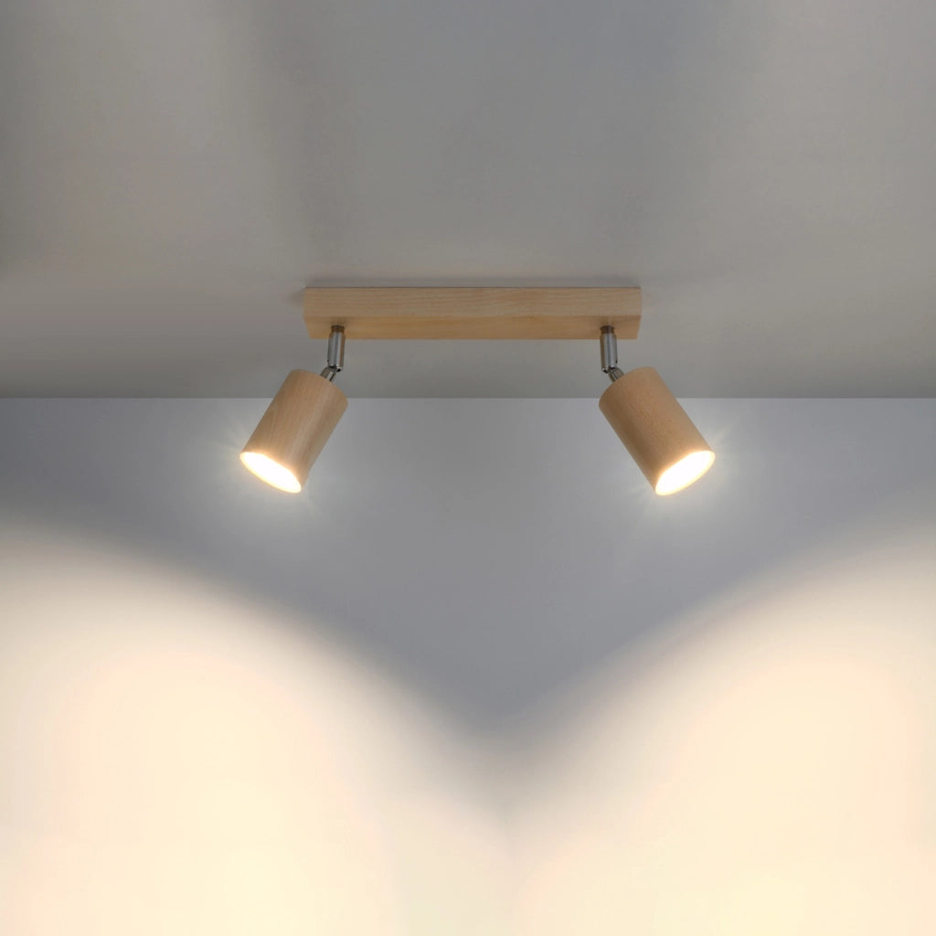 Plafoniera Pure Lume Montan 2 luci legno cromo GU10