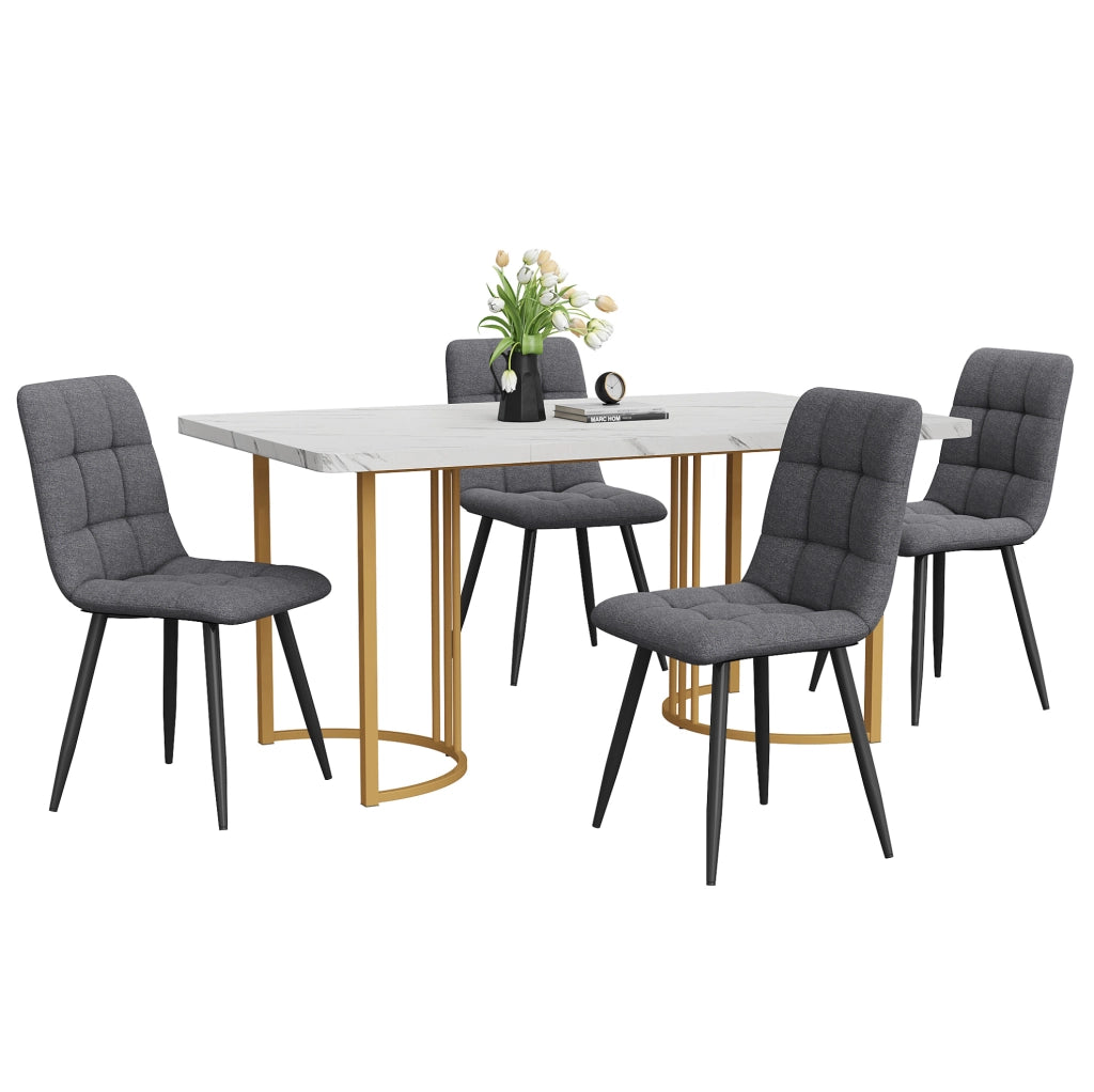 Set da pranzo 5 pezzi con tavolo 140x80 cm e 4 sedie