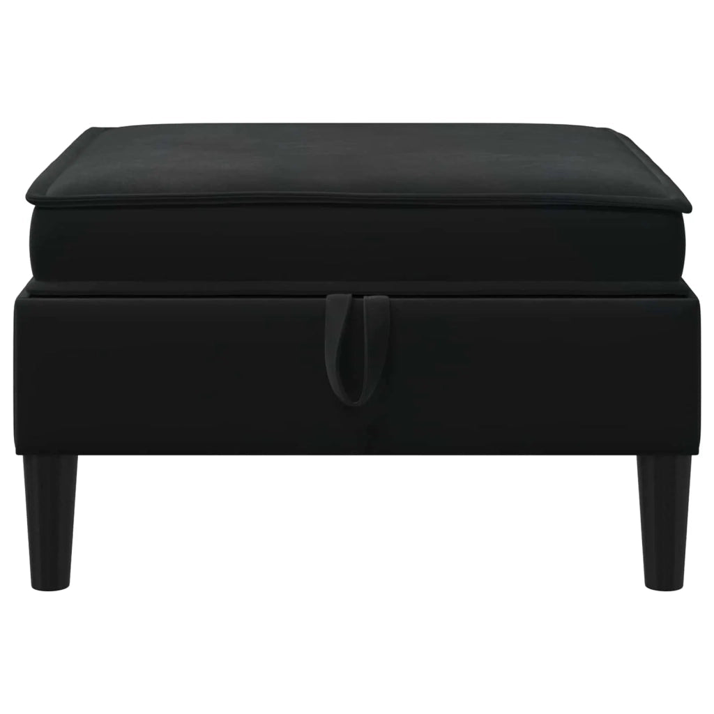 Pouf con Storage Nero Velluto