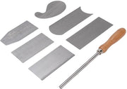 Kit per raschiare carte - 6 strumenti raschiatore - manico in legno - attrezzo per lavorazione del legno - presa efficiente - durezza elevata - set raschiatore