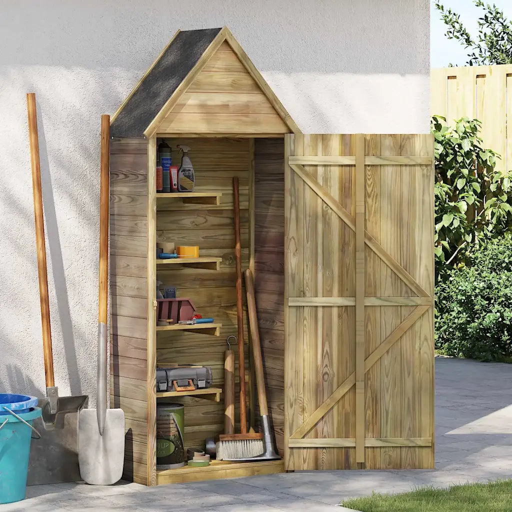 Capanno da Giardino con Porta 69,5x32x178 cm in Pino Impregnato 46358